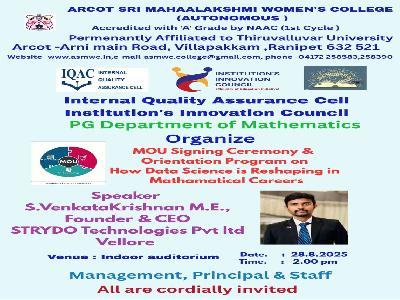 MOU SIGNING CEREMONY & ORIENTATION PROGRAM ON HOW DATA SCIENCE IS RESHAPING IN MATHEMATICAL CAREERS